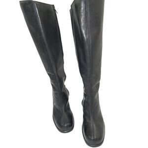 Y2K Black Leather Riding Boots Size 7.5